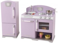 Деревянная игровая кухня для девочек Ретро с холодильником цв. Лаванда