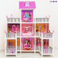 3-этажный кукольный дом (7 комнат, мебель, 3 куклы)