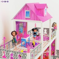 3-этажный кукольный дом (7 комнат, мебель, 3 куклы)