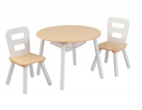 Стол + 2 стула Сокровищница, бежевый (Round Storage Table & Chair Set
